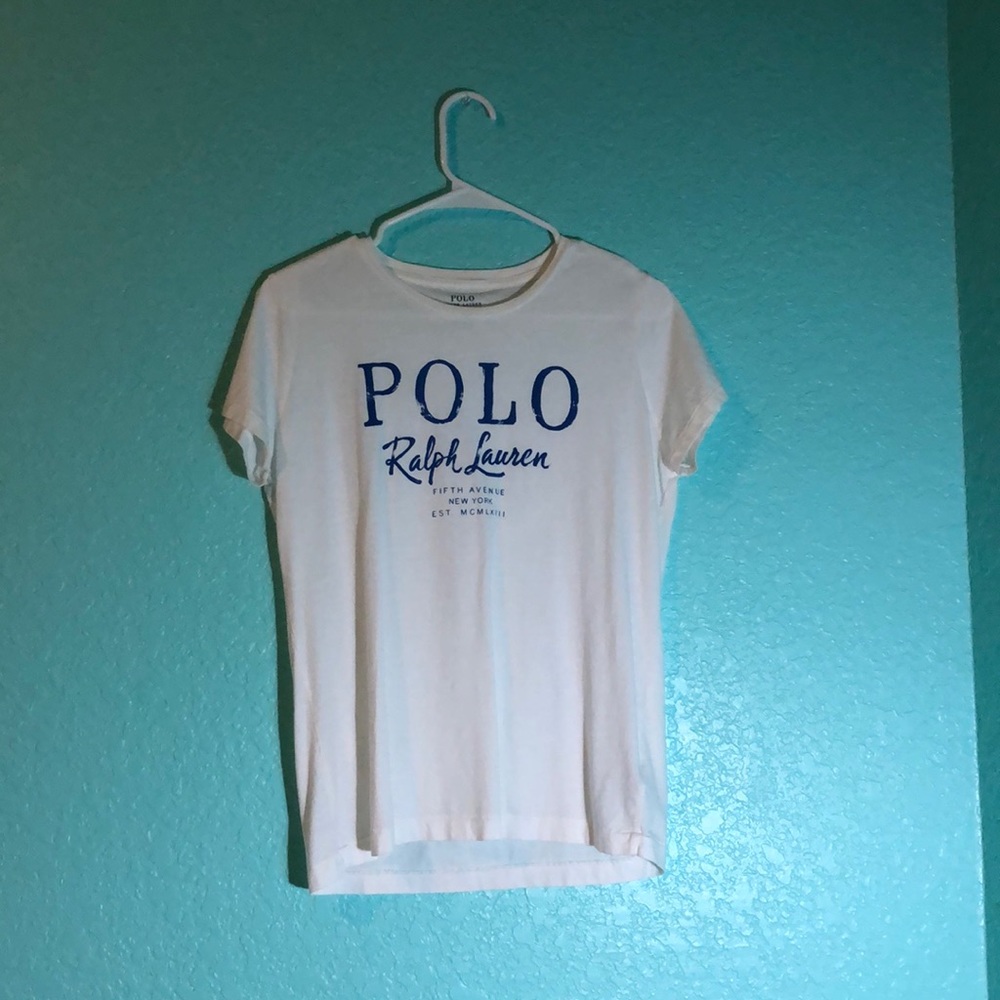 Ralph Lauren t shirt white and blue size large